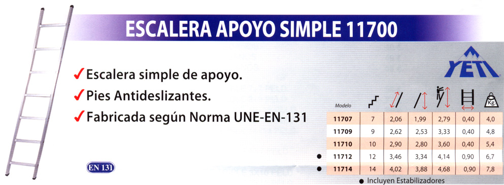 Escaleras apoyo simple Yeti 11700